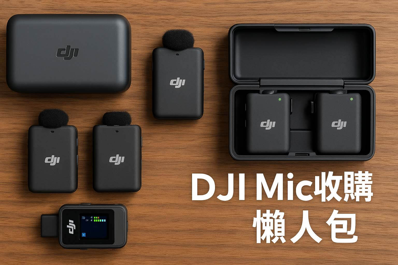 創作者坐在桌前整理多套 DJI 無線麥克風,思考要留哪套賣哪套的情境插畫封面