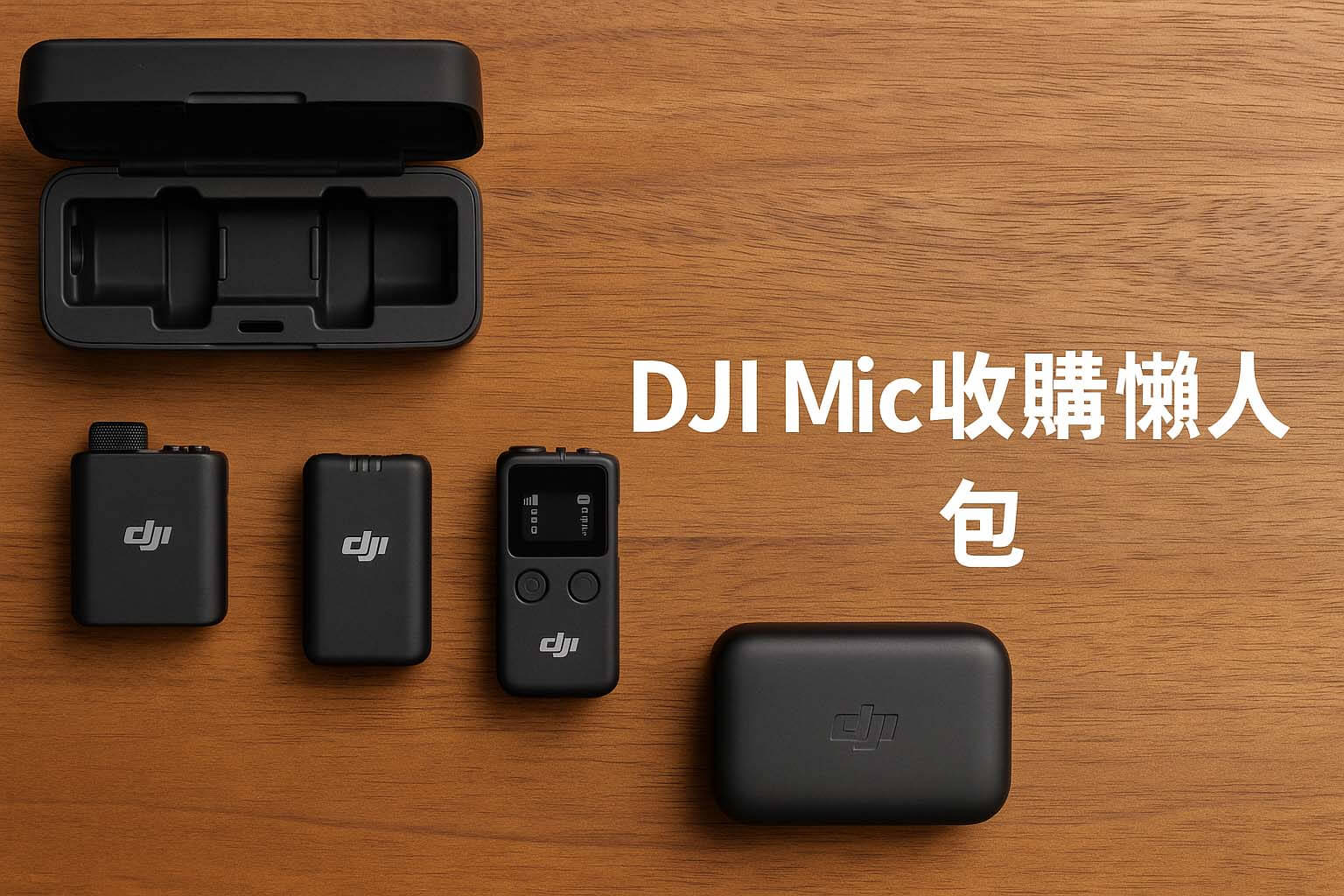 創作者坐在桌前整理多套 DJI 無線麥克風，思考要留哪套賣哪套的情境插畫封面